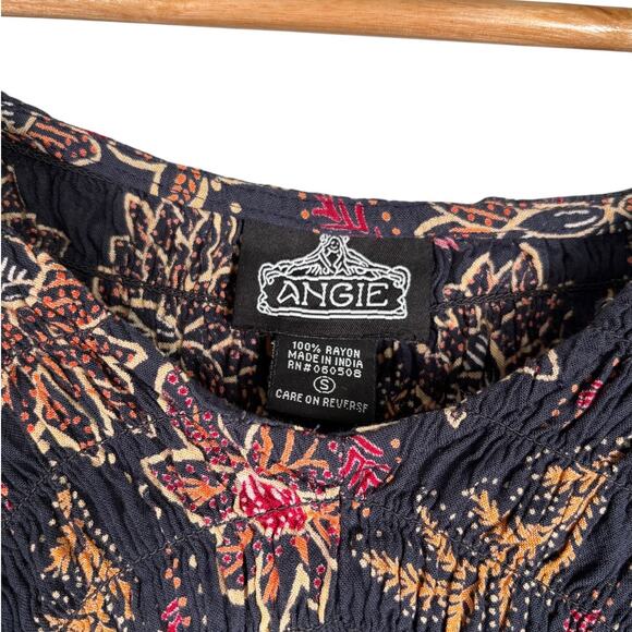 Angie Smocked Floral Blouse – Boho Puff Sleeve Peplum S - Picture 3 of 6